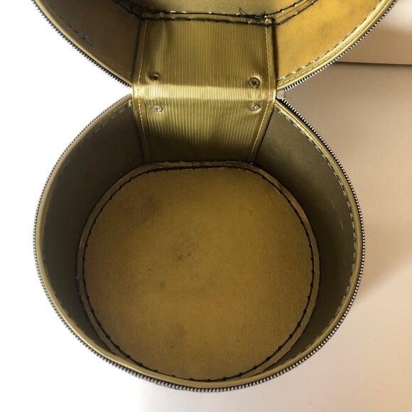 Vintage Round Tapestry Design Storage Box Carrier Vinyl Travel Luggage HandleZip - Picture 10 of 10